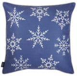 18" Blue Christmas Snow Flakes Throw Pillow Cover