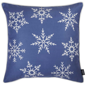 18" Blue And White Fabric Throw Pillow Cover