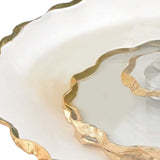 13" Clear and Gold Round Glass Hand Finished Lazy Susan