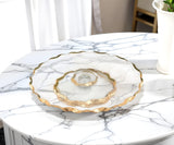 13" Clear and Gold Round Glass Hand Finished Lazy Susan