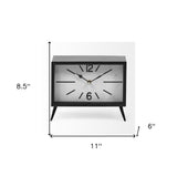 Rectangular Black Metal Desk Table Clock