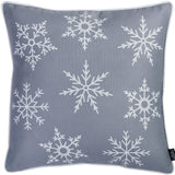 Set of Four Gray Christmas Snowflakes Throw Pillow Cover