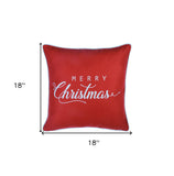 Set of Four 18" Red And White Merry Christmas Christmas Snowflakes Fabric Throw Pillow Covers