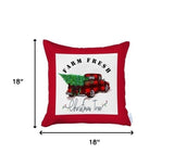 Set Of Four 18 X 18 Red Plaid Zippered Polyester Christmas Tree Throw Pillow