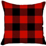 Set Of Four 18 X 18 Red And Black Plaid Zippered Polyester Christmas Throw Pillow