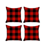 Set Of Four 18 X 18 Red And Black Plaid Zippered Polyester Christmas Throw Pillow