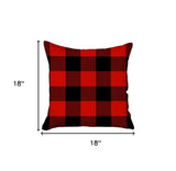 Set Of Four 18 X 18 Red And Black Plaid Zippered Polyester Christmas Throw Pillow