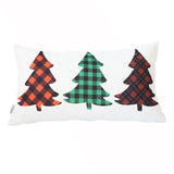 Christmas Tree Trio Plaid Lumbar Throw Pillow