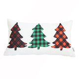 Christmas Tree Trio Plaid Lumbar Throw Pillow