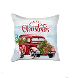 Set of 2 Merry Christmas Vintage Red Car Throw Pillows