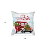 Set of 2 Merry Christmas Vintage Red Car Throw Pillows