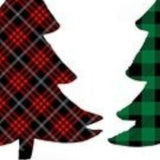 Set of 4 Christmas Tree Trio Plaid Lumbar Throw Pillows