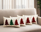 Set of 4 Christmas Tree Trio Plaid Lumbar Throw Pillows