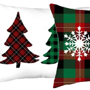 Set of 2 Christmas Plaid Lumbar Decorative Pillow Covers