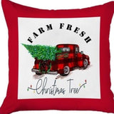 Set of Four Red and Black Christmas Christmas Tree Throw Pillow Cover