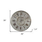 39" Rustic Galvanized Metal Round Wall Clock