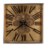 Golden Gears Roman Numeral Square Wall Clock