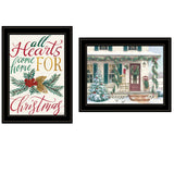 Set Of Two Come Home for Christmas 2 Black Framed Print Wall Art