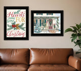 Set Of Two Come Home for Christmas 2 Black Framed Print Wall Art