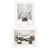 Set Of Two Antique Christmas 1 White Framed Print Wall Art