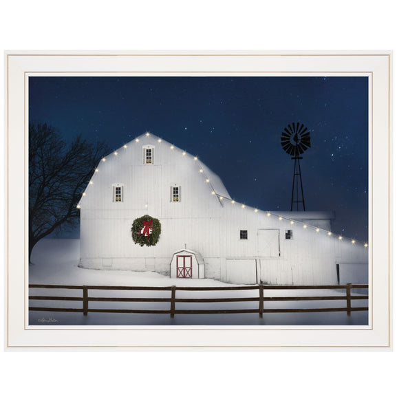 Christmas Starry Night 1 White Framed Print Wall Art