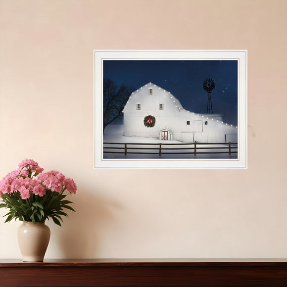 Christmas Starry Night 1 White Framed Print Wall Art