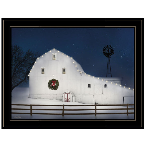 Christmas Starry Night 2 Black Framed Print Wall Art