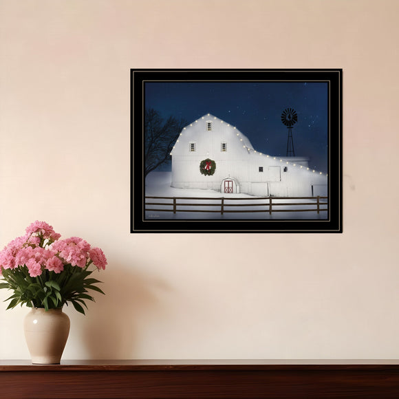 Christmas Starry Night 2 Black Framed Print Wall Art