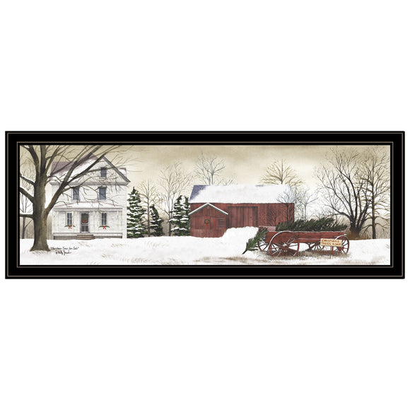 Christmas Trees for Sale Black Grooved Frame Wall Art