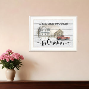 Ill be home for Christmas 2 White Framed Print Wall Art