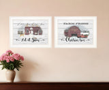 Set Of Two Farm Christmas 1 White Framed Print Wall Art