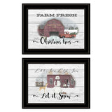 Set Of Two Farm Christmas 2 Black Framed Print Wall Art