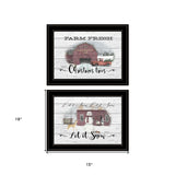 Set Of Two Farm Christmas 2 Black Framed Print Wall Art