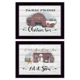 Set Of Two Farm Christmas Black Framed Print Wall Art