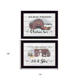 Set Of Two Farm Christmas Black Framed Print Wall Art