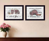 Set Of Two Farm Christmas Black Framed Print Wall Art