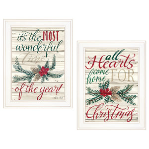 Set Of Two All Heart Come Home for Christmas 1 White Framed Print Wall Art