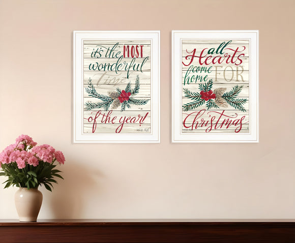 Set Of Two All Heart Come Home for Christmas 1 White Framed Print Wall Art