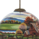 Farm in the Fall Scenery Hand Painted Mouth Blown Glass Ornament