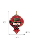 Plaid Snowman and Cardinals Hand Painted Mouth Blown Glass Ornament