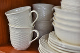 White Four Piece Round Weave Stoneware Service For Four Salad Plate Set