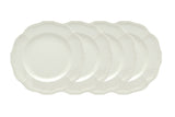 White Four Piece Round Scallop Stoneware Service For Four Salad Plate Set