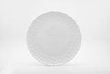 White Six Piece Round Pebbled Porcelain Service For Six Dinner Plate Set