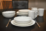 White Six Piece Round Pebbled Porcelain Service For Six Salad Plate Set