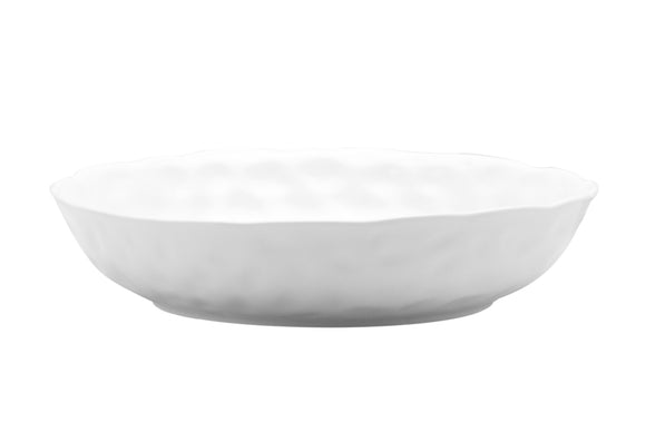 White Six Piece Round Pebbled Porcelain Service For Six Bowl Set