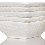 White Six Piece Pebbled Porcelain Service For Six Bowl Set