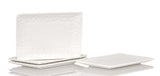 White Six Piece Rectangle Pebbled Porcelain Service For Six Salad Plate Set