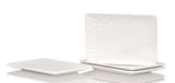 White Six Piece Rectangle Pebbled Porcelain Service For Six Salad Plate Set