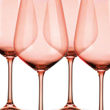 Set of Four Translucent Blush coral Large Wine Glasses