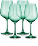 Set of Four Translucent Pale Green Large Wine Glasses